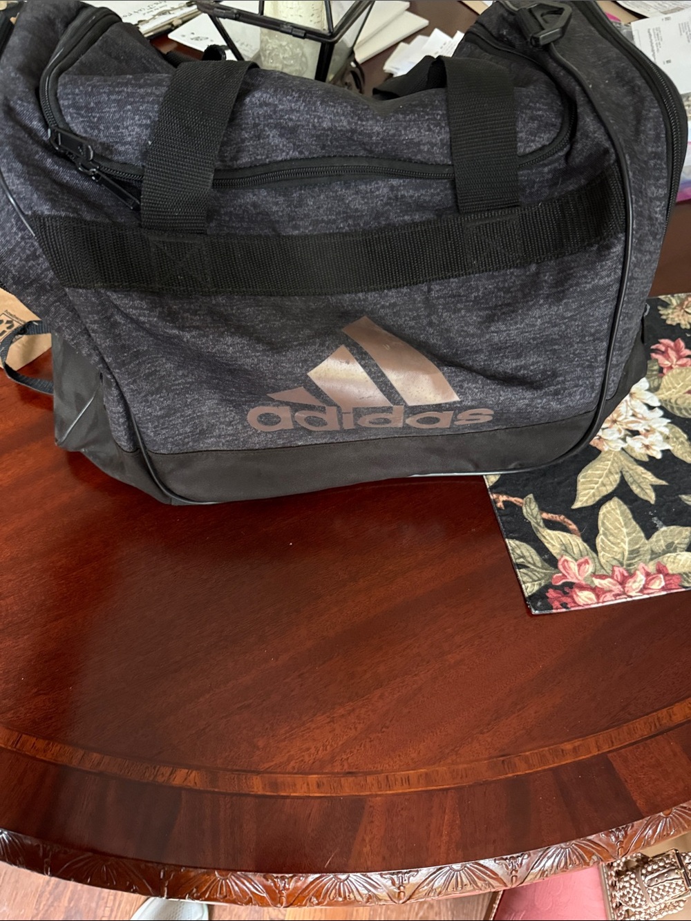 adidas Black Heather Duffel Bag with Metallic Logo